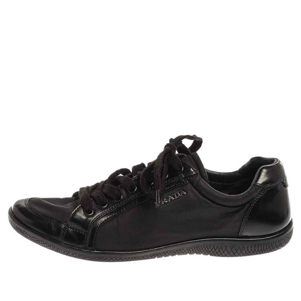 Prada Black Leather And Nylon Trainer Sneakers Size 37